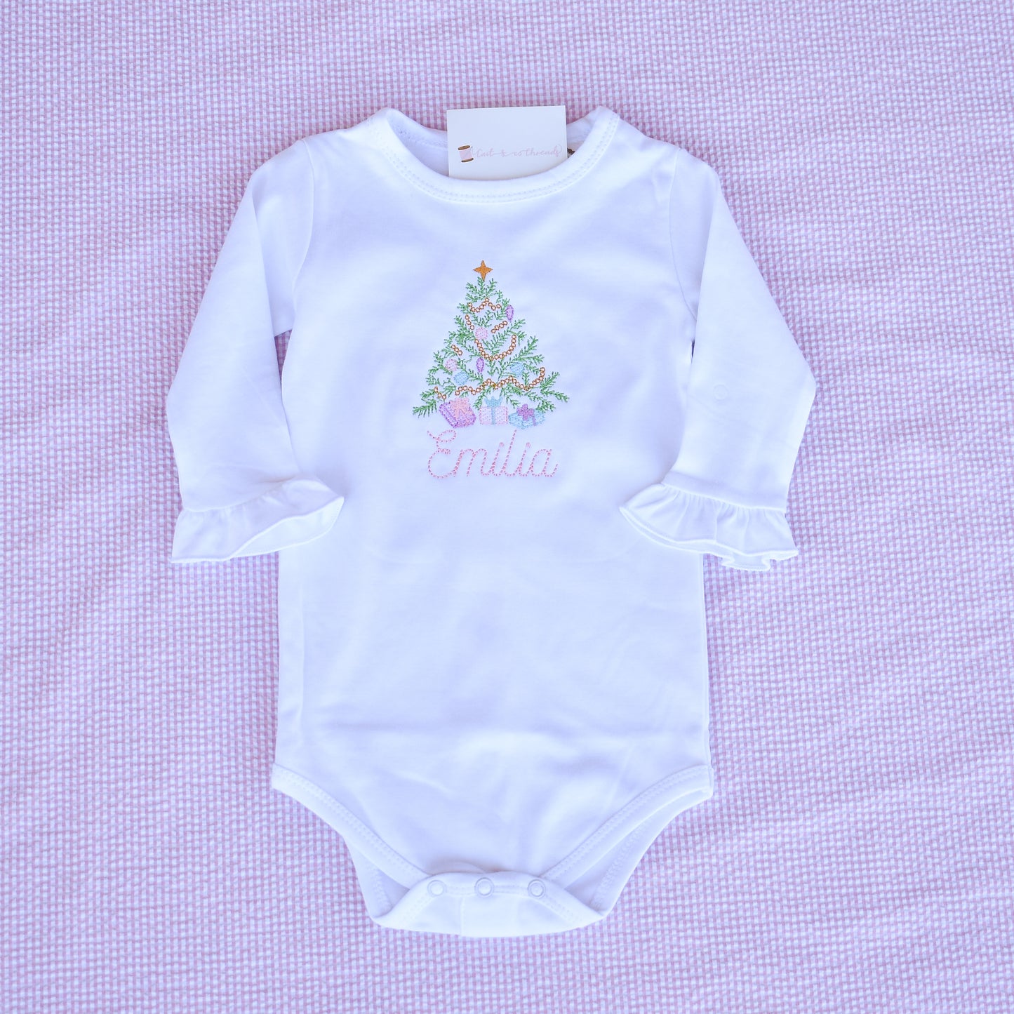 Vintage Stitch Christmas Tree Onesie