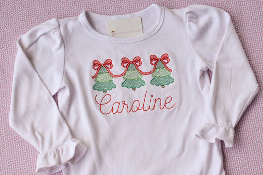 Three Christmas Trees with Bows Onesie