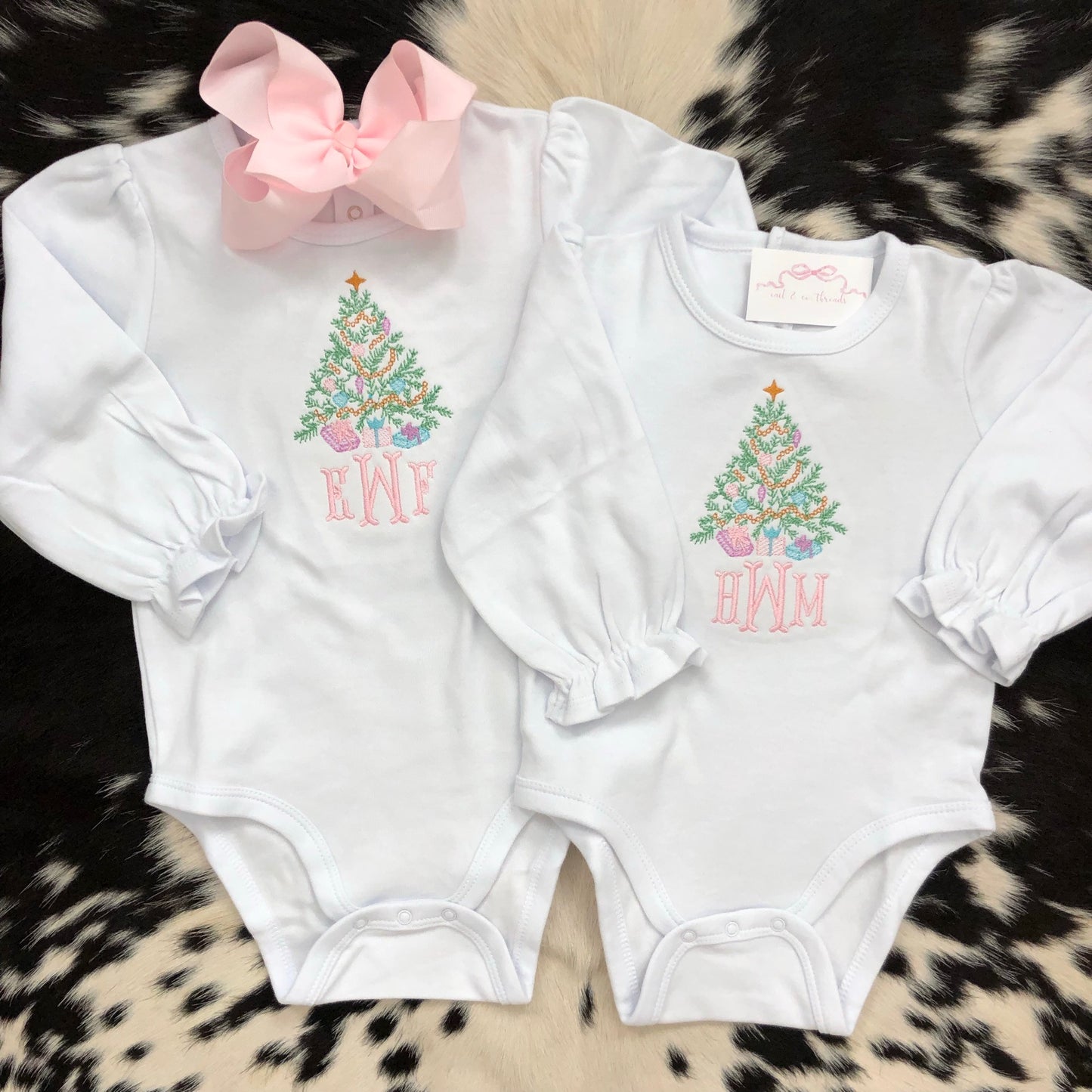 Vintage Stitch Christmas Tree Onesie