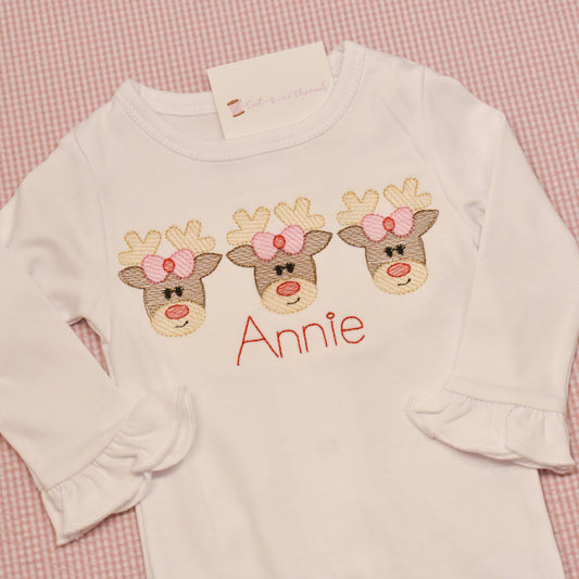 Reindeer with Bows Trio Onesie
