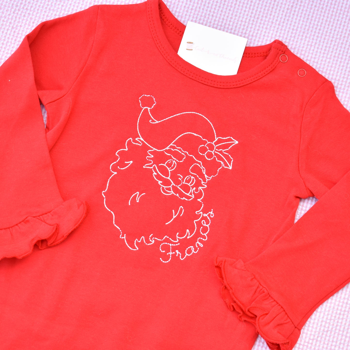 Girls Vintage Stitch Santa Onesie